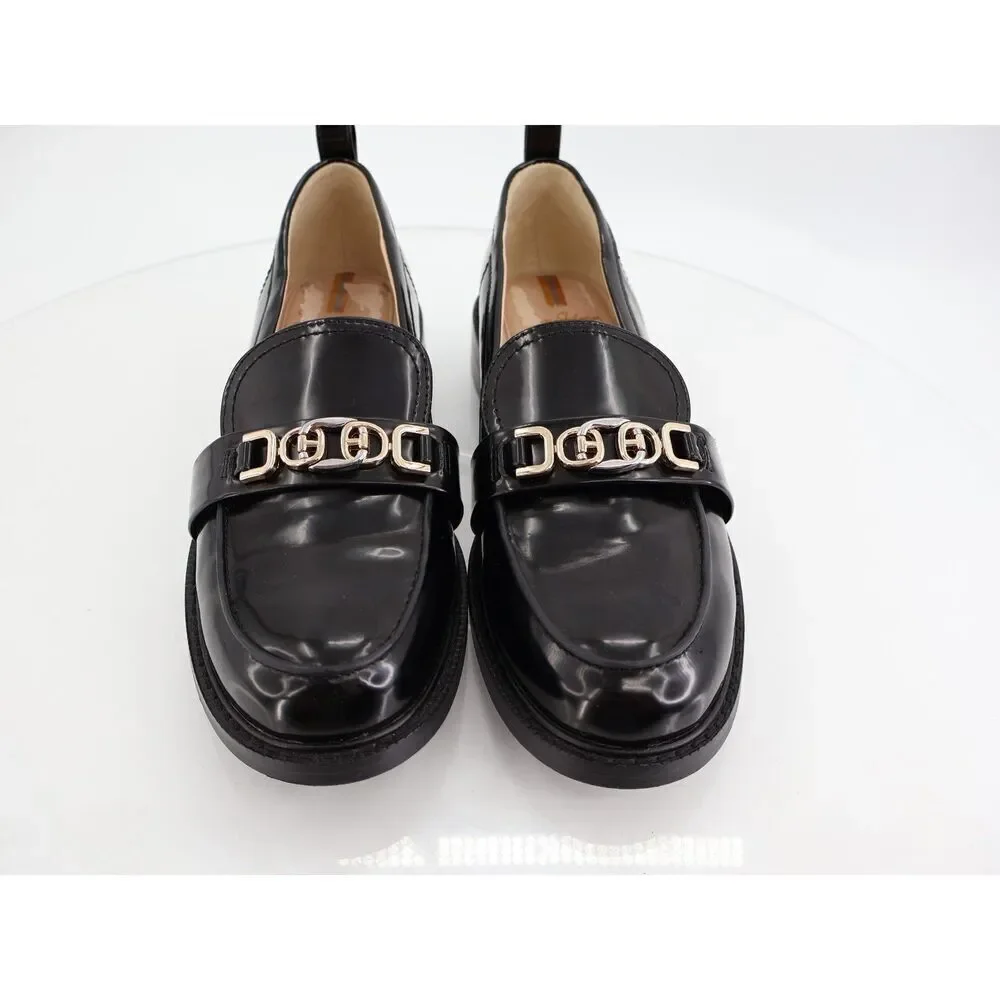Sam Edelman Christy Bit Loafers Womens 7.5 M Black Vegan Leather Block Heel Flat